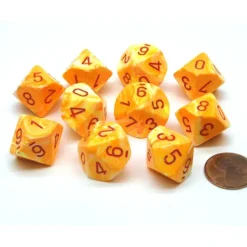 Dice>Pack of 10 Chessex Festive D10 Dice - Sunburst with Red Numbers - Your Source for Gaming Essentials