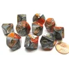 Dice>Pack Of 10 Chessex Gemini D10 Dice - Orange-Steel with Gold Numbers - Your Source for Gaming Essentials