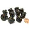 Dice>Pack Of 10 Chessex Opaque 10 Sided D10 Dice - Black with Gold Numbers - Your Source for Gaming Essentials