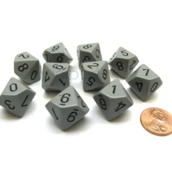 Dice>Pack Of 10 Chessex Opaque D10 Dice - Dark Grey with Black Numbers - Your Source for Gaming Essentials