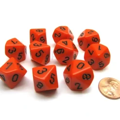 Dice>Pack Of 10 Chessex Opaque D10 Dice - Orange with Black Numbers - Your Source for Gaming Essentials