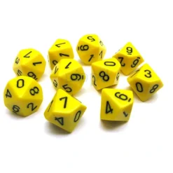 Dice>Pack Of 10 Chessex Opaque D10 Dice - Yellow with Black Numbers - Your Source for Gaming Essentials