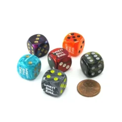 Dice>Pack of 6 Custom Engraved 16mm Assorted Style Funny Meme Dice - Worst Roll Ever. - Your Source for Gaming Essentials
