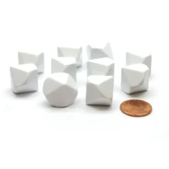 Dice>Pack of 10 D10 Blank Standard Sized Dice - White - Your Source for Gaming Essentials