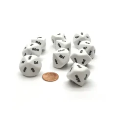 Dice>Pack of 10 D10 German Word Number Dice, 1 to 10 - White with Black Words - Your Source for Gaming Essentials
