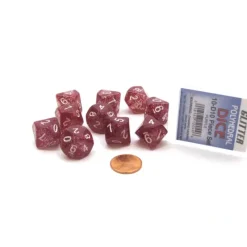 Dice>Pack of 10 D10 Glitter Dice in Display Case- Purple with White Numbers - Your Source for Gaming Essentials