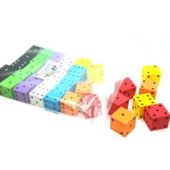 Dice>Pack of 36 D6 Large 2" 50mm Spotted 1 to 6 Foam Dice - Assorted Colors - Your Source for Gaming Essentials