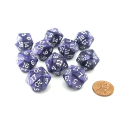 Dice>Pack of 10 D20 20mm Koplow Games Pearl Dice - Purple - Your Source for Gaming Essentials