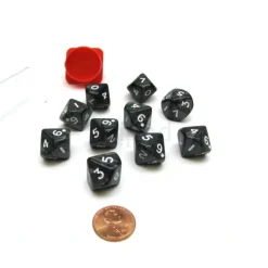 Dice>Pack of 10 D10 16mm Koplow Games Pearl Dice - Charcoal - Your Source for Gaming Essentials