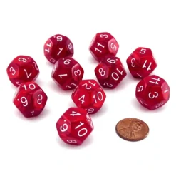 Dice>Pack of 10 D12 18mm Koplow Games Pearl Dice - Red - Your Source for Gaming Essentials