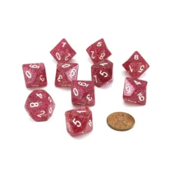Dice>Pack of 10 D10 16mm Koplow Games Glitter Dice - Purple - Your Source for Gaming Essentials