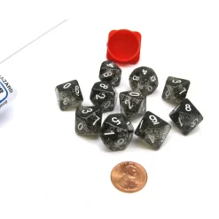 Dice>Pack of 10 D10 16mm Koplow Games Glitter Dice - Black - Your Source for Gaming Essentials