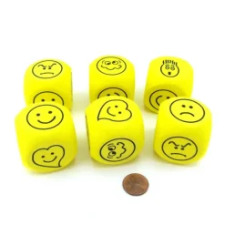Dice>Pack of 6 D6 40mm Rounded Expressions Foam Dice - Yellow with Black - Your Source for Gaming Essentials