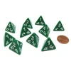 Dice>Pack of 10 D4 Opaque 4 Sided Dice - Green with White Numbers - Your Source for Gaming Essentials