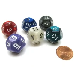 Dice>Pack of 6 D12 Pearl Dice - Charcoal, Emerald, Gray, Navy, Purple, Red - Your Source for Gaming Essentials