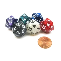 Dice>Pack of 6 D20 Pearl Dice - Charcoal, Emerald, Gray, Navy, Purple, Red - Your Source for Gaming Essentials