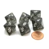 Dice>Pack of 6 D8 8-Sided Glitter Dice - Black with White Numbers - Your Source for Gaming Essentials