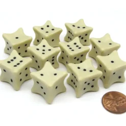 Dice>Pack of 10 D6 6-Sided 18mm Bone Dice - Roll Dem Bones RPG D&D Dice - Your Source for Gaming Essentials