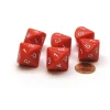 Dice>Pack of 6 D7 14-Sided 20mm Numbered 1 to 7 Twice Dice - Red with White - Your Source for Gaming Essentials