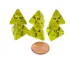 Dice>Pack of 6 D4 Transparent Dice - Yellow with Black Numbers - Your Source for Gaming Essentials
