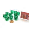 Dice>Pack of 10 D10 Transparent Dice in Display Case - Green with White Numbers - Your Source for Gaming Essentials