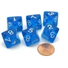 Dice>Pack of 6 D8 Transparent 8-Sided Dice - Blue with White Numbers - Your Source for Gaming Essentials