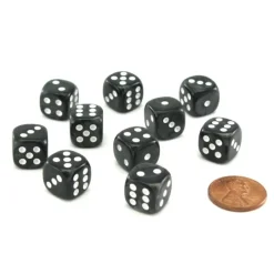 Dice>Pack of 10 Deluxe Round Edge Small 12mm Marble D6 Dice - Black - Your Source for Gaming Essentials