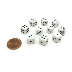 Dice>Pack of 10 Deluxe Round Edge Small 10mm Opaque D6 Dice - White - Your Source for Gaming Essentials