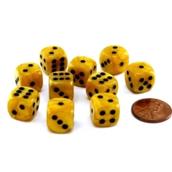 Dice>Pack of 10 Deluxe Round Edge Small 12mm Marble D6 Dice - Gold - Your Source for Gaming Essentials