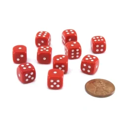 Dice>Pack of 10 Deluxe Round Edge Small 10mm Opaque D6 Dice - Red - Your Source for Gaming Essentials