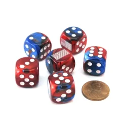 Dice>Pack of 6 Gemini Axis and Allies 16mm D6 United States Dice - Blue-Red w White - Your Source for Gaming Essentials