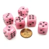 Dice>Pack of 6 Heart Cirrus 16mm D6 Chessex Dice - Pink with Black Pips - Your Source for Gaming Essentials