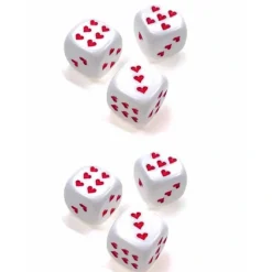 Dice>Pack of 6 Heart Dice, Opaque 16mm D6 Chessex Dice - White with Red Hearts - Your Source for Gaming Essentials