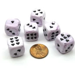 Dice>Pack of 6 Heart 'Ice Cream' 16mm D6 Chessex Dice - Purple with Black Hearts - Your Source for Gaming Essentials