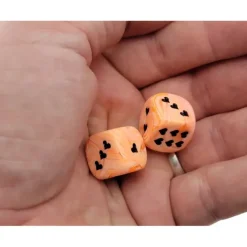 Dice>Pack of 2 Heart 'Ice Cream' 16mm D6 Chessex Dice - Orange with Black Hearts - Your Source for Gaming Essentials