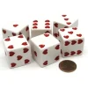 Dice>Pack of 6 Heart Pip D6 25mm Large Jumbo Love Dice - White with Red Hearts - Your Source for Gaming Essentials