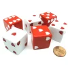 Dice>Pack of 6 Heart Pip D6 25mm Large Jumbo Love Dice - 3 Red and 3 White - Your Source for Gaming Essentials