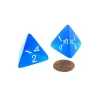 Dice>Pack of 2 Jumbo 26mm D4 Transparent Dice - Blue with White Numbers - Your Source for Gaming Essentials