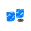 Dice>Pack of 2 Jumbo 25mm Tens D10 (00-90) Transparent Dice - Blue with White Numbers - Your Source for Gaming Essentials