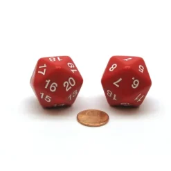 Dice>Pack of 2 Large 30mm Countdown D20 Dice - Red with White - Your Source for Gaming Essentials