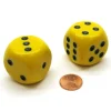 Dice>Pack of 2 Large 32mm Round Corner Opaque Dice - Yellow with Black - Your Source for Gaming Essentials