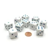 Dice>Pack of 10 20mm D6 Dice - White with Blue Pips - Your Source for Gaming Essentials