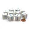 Dice>Pack of 10 20mm D6 Hebrew Word Numbers 1 to 6 - White with Blue Etches - Your Source for Gaming Essentials