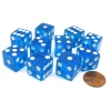 Dice>Pack of 10 16mm D6 Square Edge Transparent Dice - Blue with White Pips - Your Source for Gaming Essentials