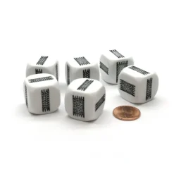 Dice>Pack of 6 22mm D6 Thick and Thin Dice - White with Black Etches - Your Source for Gaming Essentials