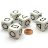 Dice>Pack of 6 22mm Opaque Shapes Attribute Dice - White with Black Shapes - Your Source for Gaming Essentials