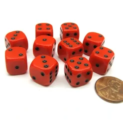 Dice>Pack of 10 12mm Round Edge Opaque Small Dice - Red with Black Pips - Your Source for Gaming Essentials