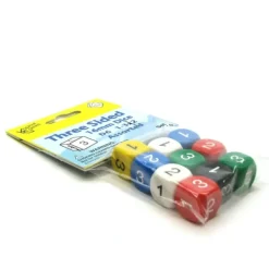Dice>Pack of 10 16mm 6-Sided D3 Numbered 1 to 3 Twice Dice - Assorted Colors - Your Source for Gaming Essentials