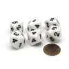 Dice>Pack of 6 16mm 10-Sided D5 Numbered 1 to 5 Twice Dice - White with Black - Your Source for Gaming Essentials