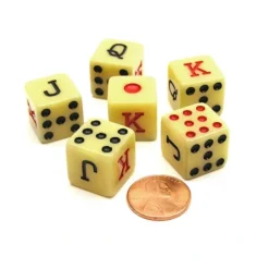 Dice>Pack of 6 Opaque 16mm D6 Spanish Poker - Ivory - Your Source for Gaming Essentials